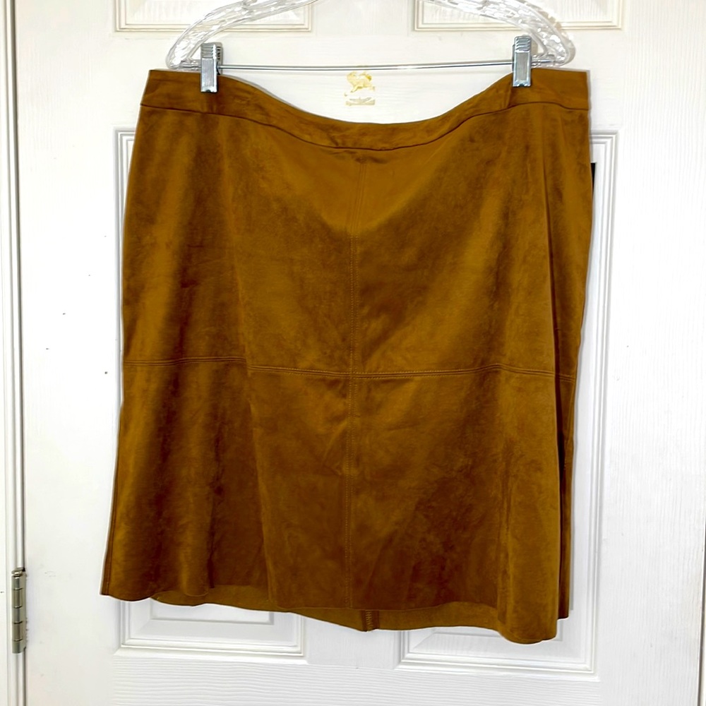 NWT Alfani Brown Faux Suede Skirt Plus Size 16W
